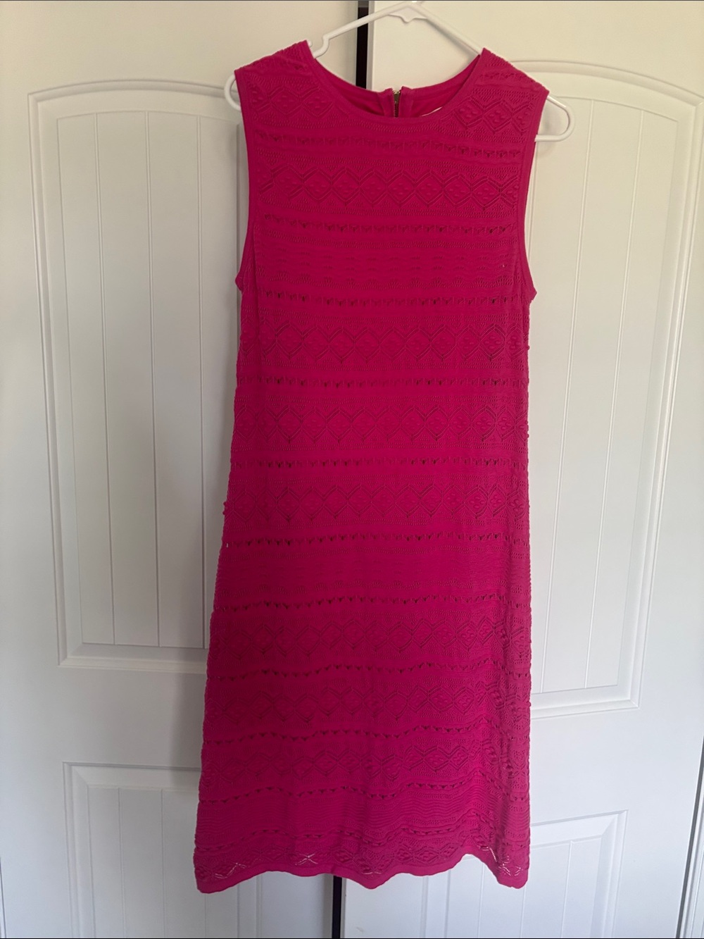 Eliza J Bright Pink Sleeveless crochet Midi Dress